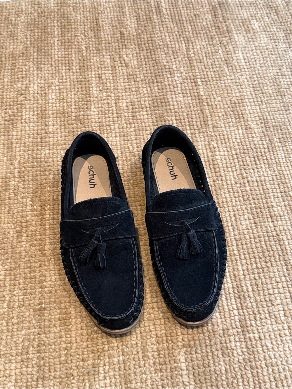 Men's Black Suede Tassel Loafers - Vegan Friendly